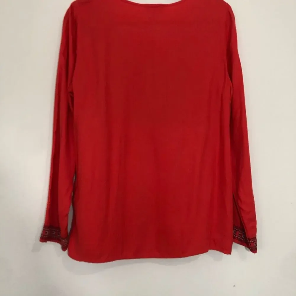 Lucky Brand Embroidered Bib Tunic Boho Small